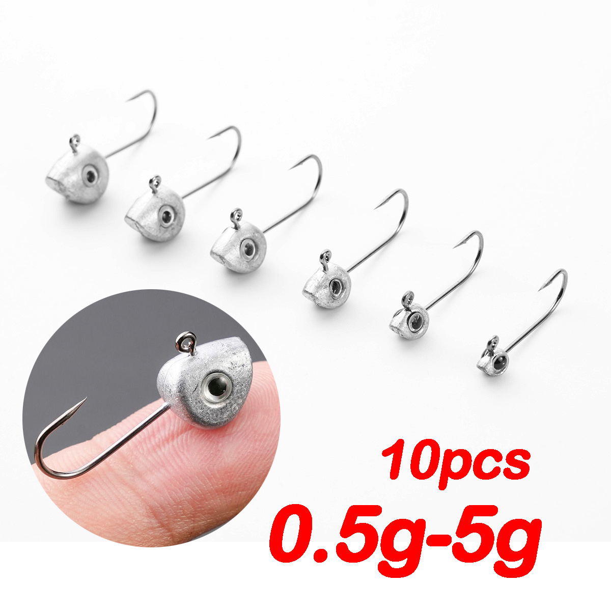 Fishing Hook Offset - 10 Uds Mini anzuelo con cabeza