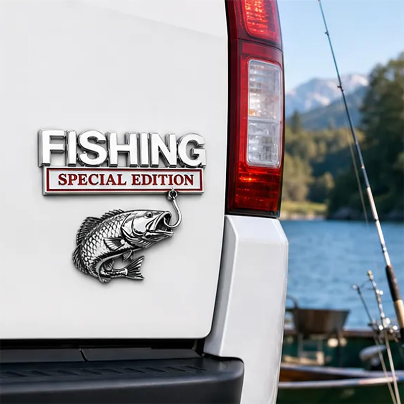 Fishing Hook - Emblema Metálico Cromado para Coche con