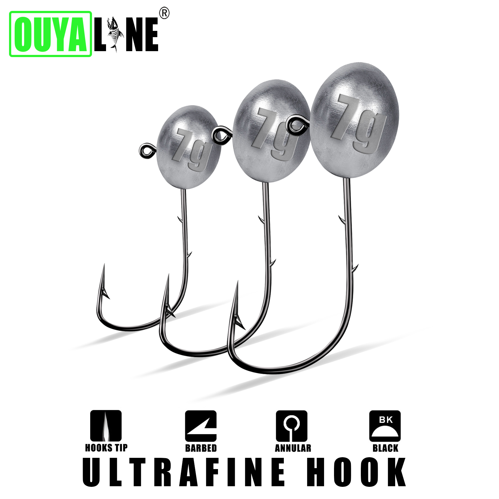 Fishing Hook Offset - Anzuelo con cabeza de anzuelo 1X,