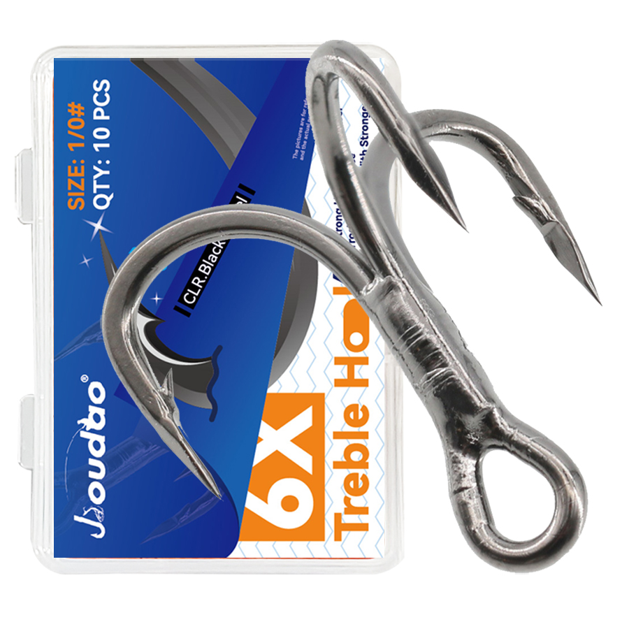 Fishing Hook Offset - 6X anzuelos triples de pesca negros
