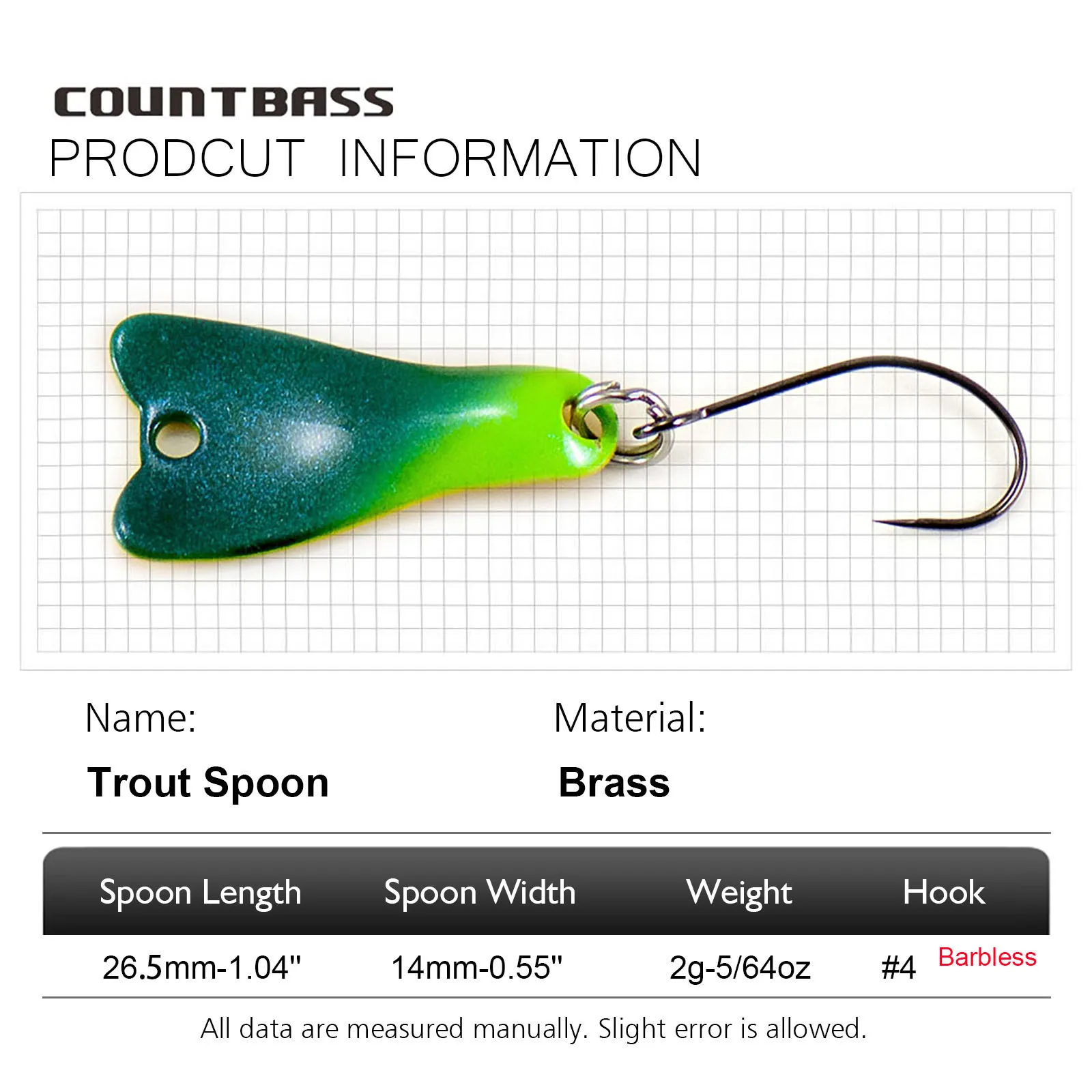 COUNTBASS 5/64oz 2g cuchara de - Fishing Hook Barbless reseña y precio